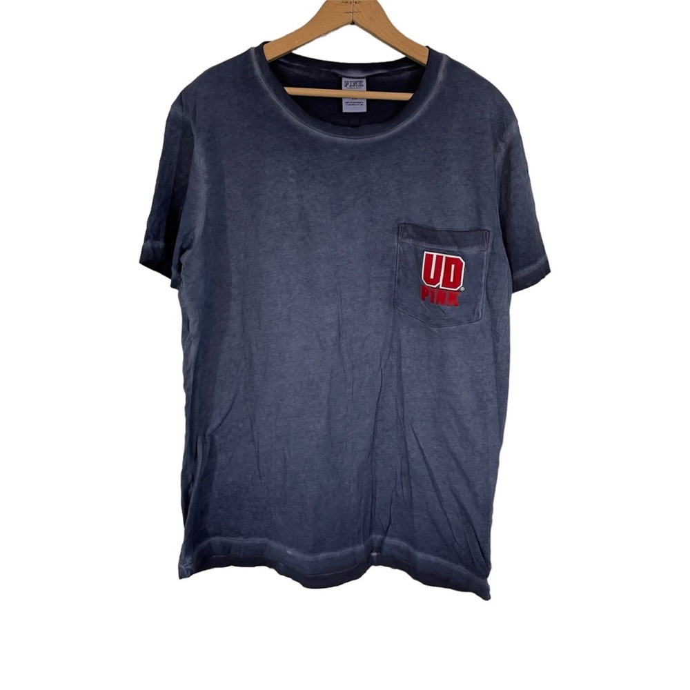 PINK Victoria Secret University of Dayton Flyers UD Navy Blue T-Shirt Pocket Tee